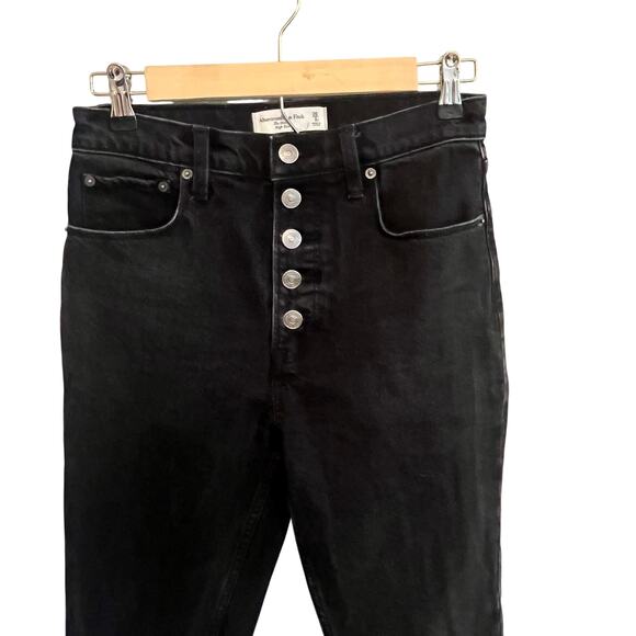 Abercrombie & Fitch The Skinny Raw Hem Button Fly High Rise Jeans Black Size 26 - Picture 4 of 6